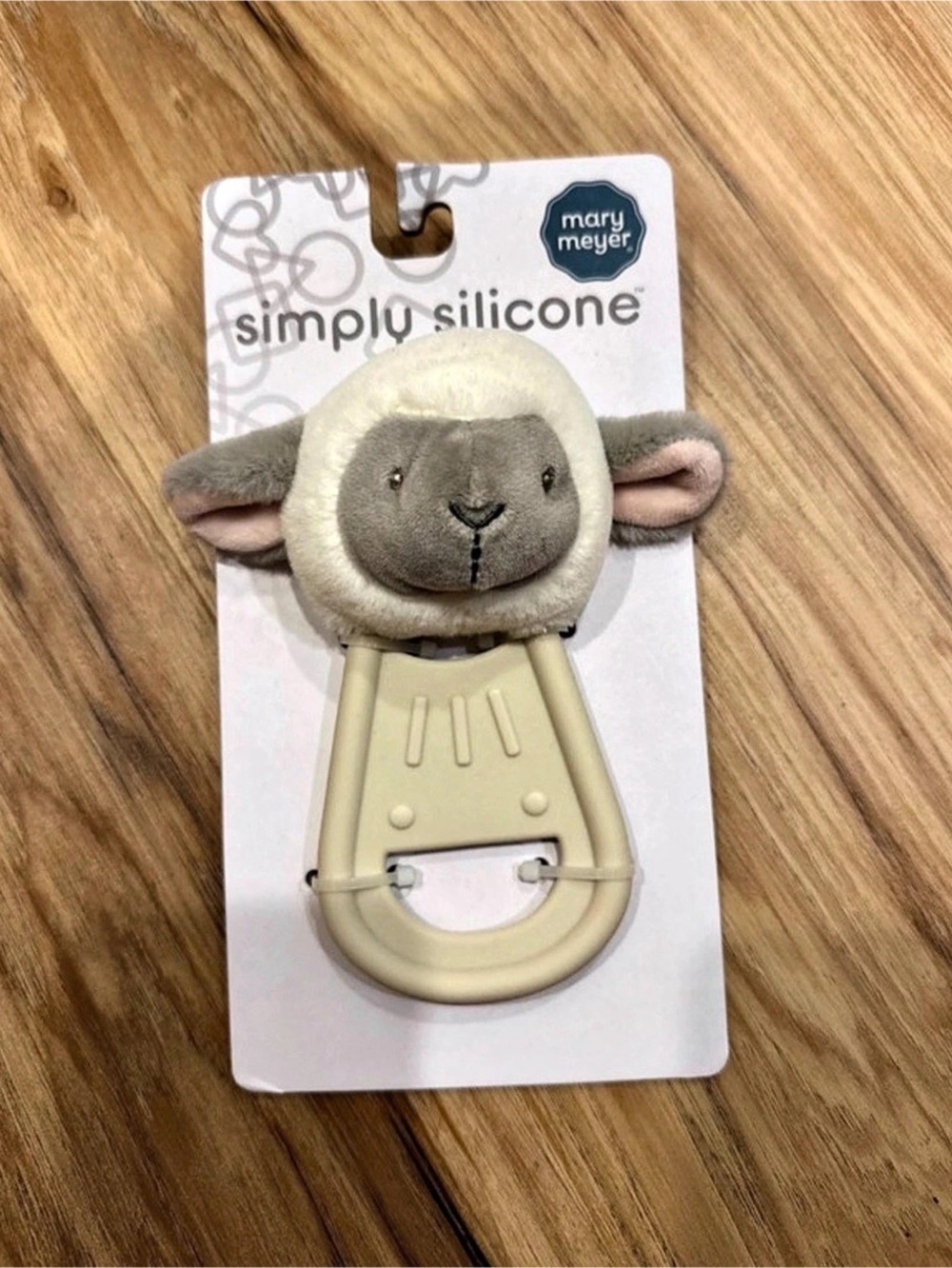 Mary Meyer Simply Silicone Lamb Pacifier Clip Lamb Pacifier Clip Cream & Gray